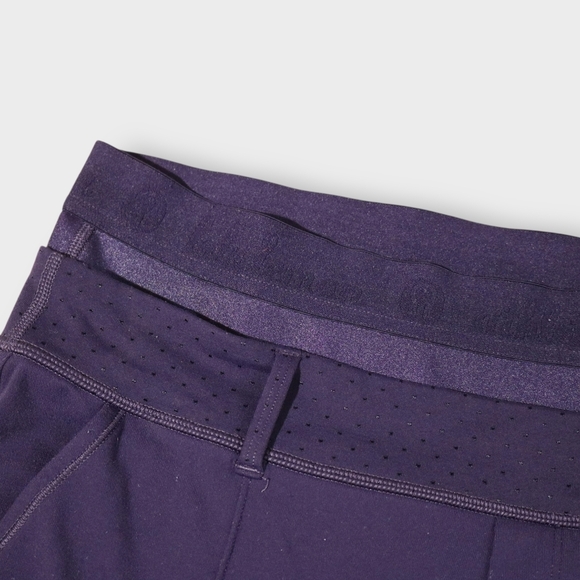 Rare Lululemon Exquisite Trouser CropShine Dot Black Grape W6E22S Wm Sz 8 2014 - Picture 5 of 11